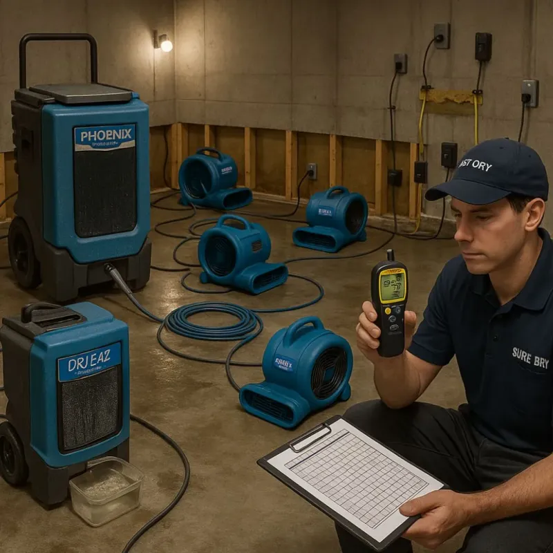 Structural Drying and Dehumidification process in Goldthwaite, TX